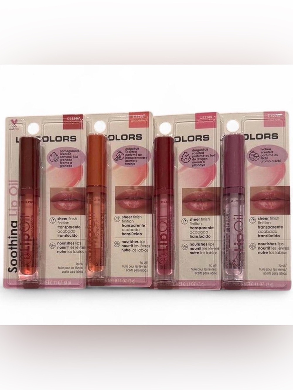 L.A. Colors Soothing Lip Oil Collection - Red, Orange, Pink, Purple